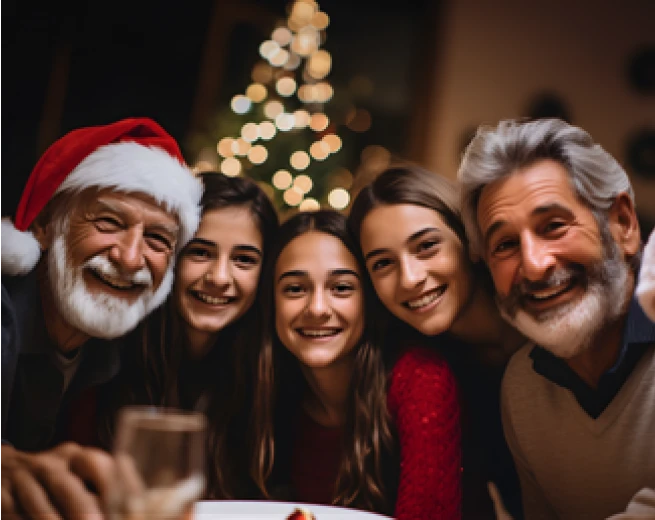 Family celebrating Christmas with the social welfare Christmas bonus