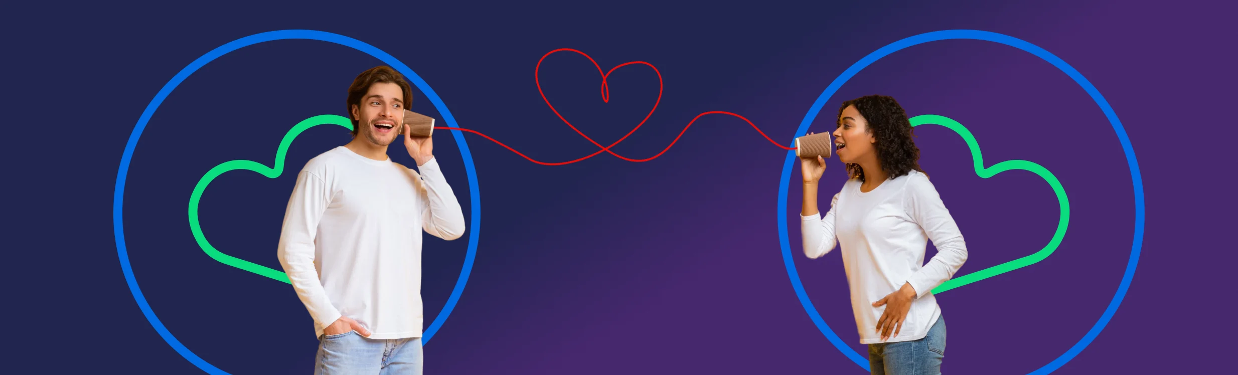 Illustratie van een smartphone met hart en berichtjes, symbool voor verbonden blijven op Valentijnsdag op afstand