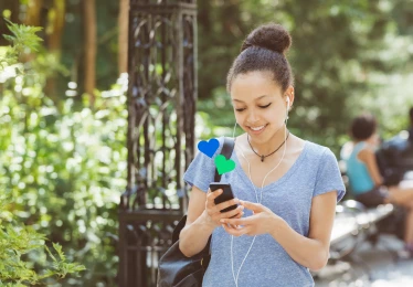 A woman using data for travel