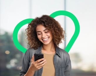 A woman using no-contract phone plan