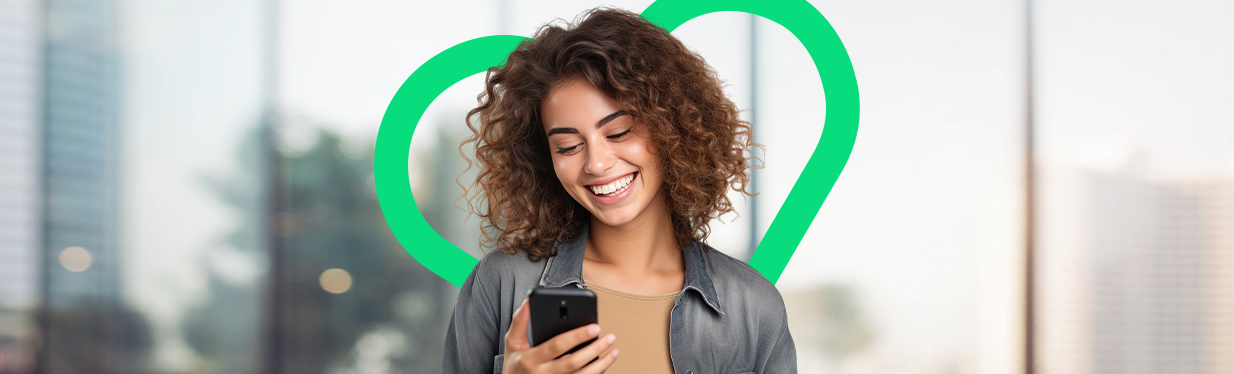A woman using no-contract phone plan